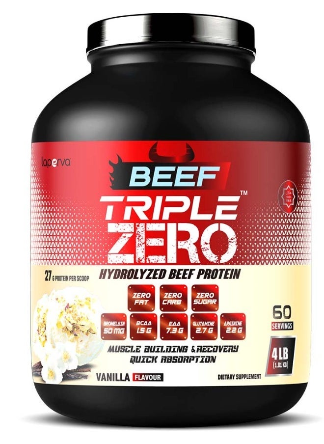 Laperva Beef Triple Zero Hydrolyzed, Vanilla, 4 LB,