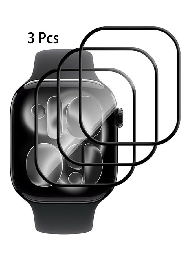 3 Pcs Screen Protector for Apple Watch Series 11 46mm/Series 10 46mm, Full Coverage 3D Curved Edge Anti-Scratch Film (Not Glass) High Definition Anti-Fingerprint Shatterproof PET Cover Film - Image 1