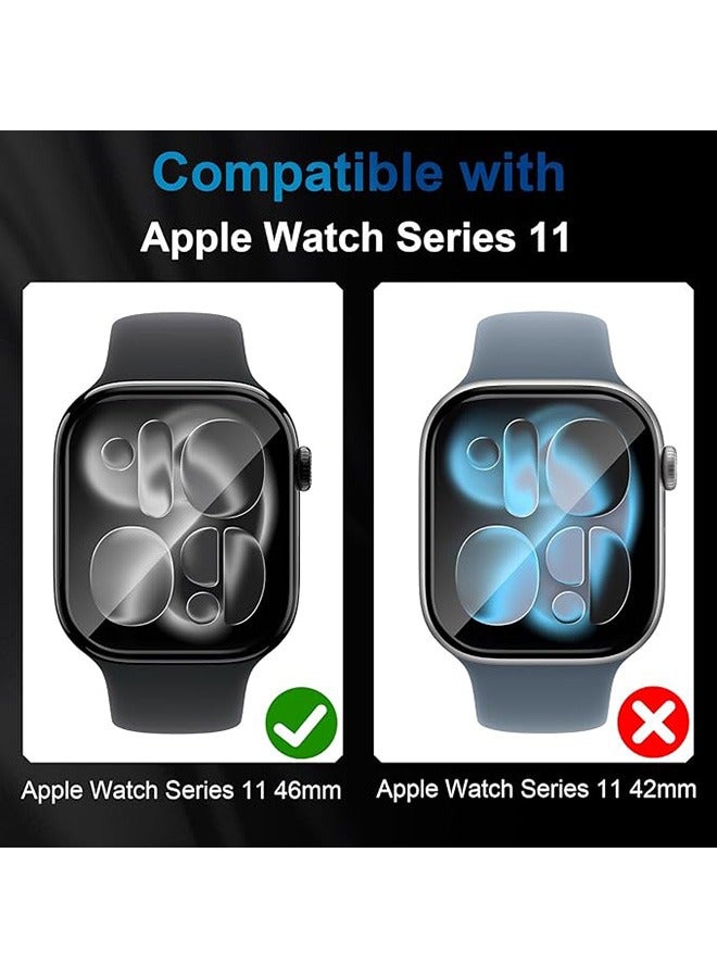 3 Pcs Screen Protector for Apple Watch Series 11 46mm/Series 10 46mm, Full Coverage 3D Curved Edge Anti-Scratch Film (Not Glass) High Definition Anti-Fingerprint Shatterproof PET Cover Film - Image 2