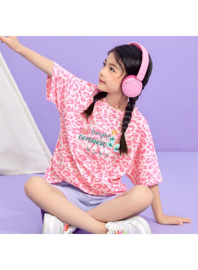 Badibadi Pure Cotton & Skin-friendly】25 Autumn New Girls' Short-sleeve T-shirt, Comfortable Loose Fit With Creative Letter Print For Older Kids - Image 3