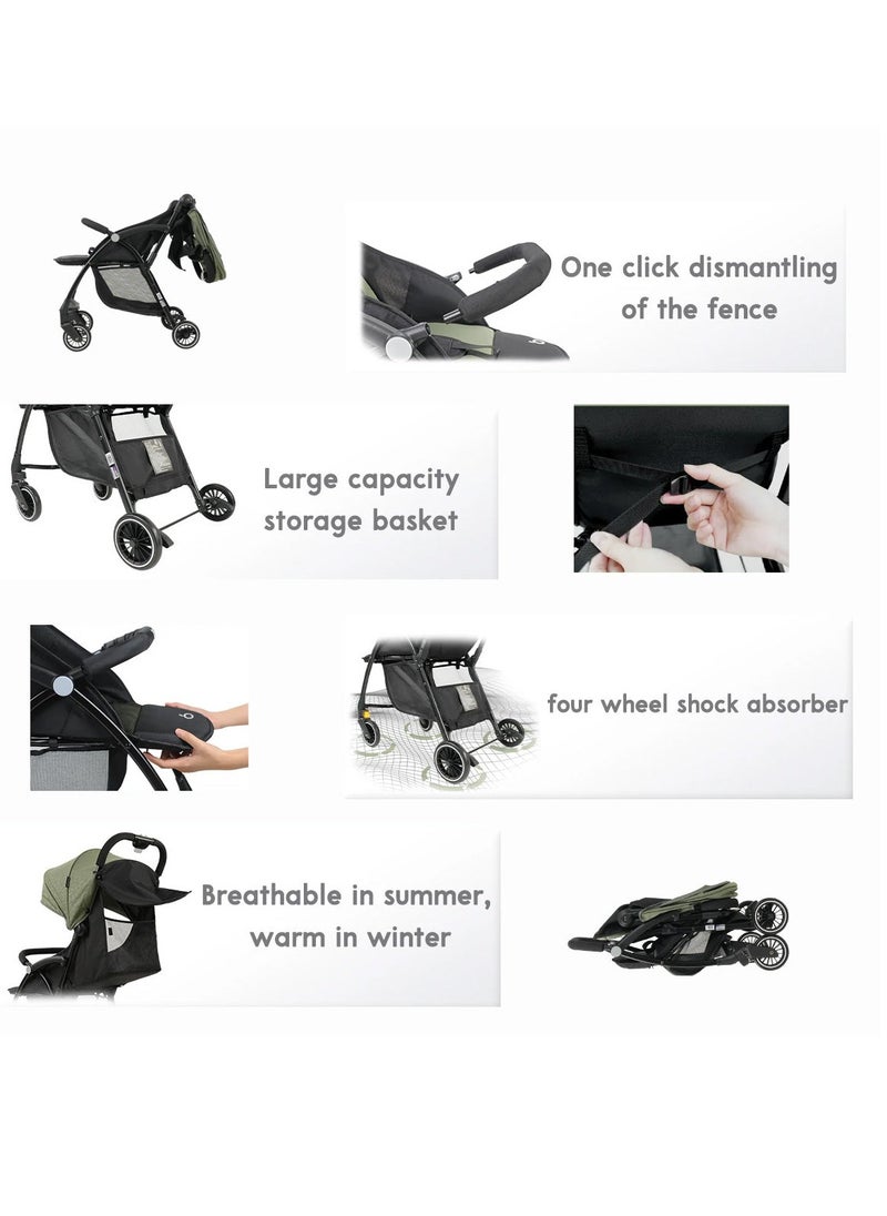 BABYCARA One click Baby Newborn Stroller Ultra-lightweight and Portable Sit-down Foldable Suspension Shock-absorbing Four-wheel 0-3 Years Old  - Image 3