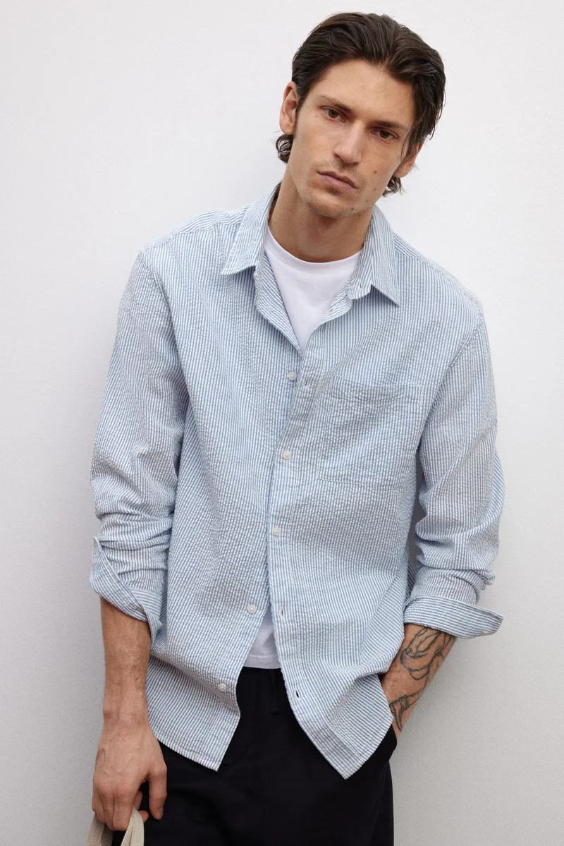اتش اند ام Loose Fit Seersucker shirt