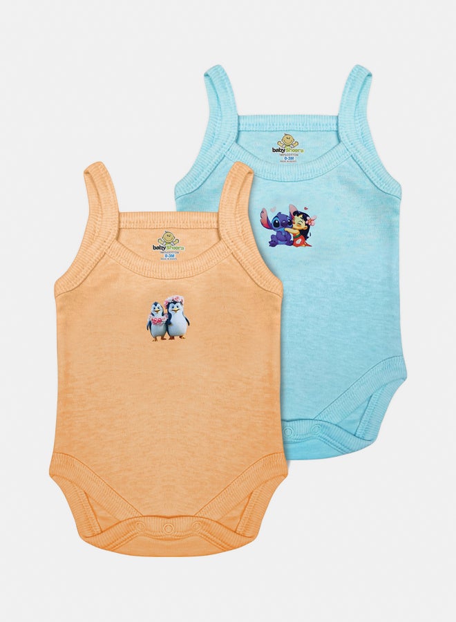 BabyShoora Baby Unisex Printed Tank Bodysuit (Pack Of 2)