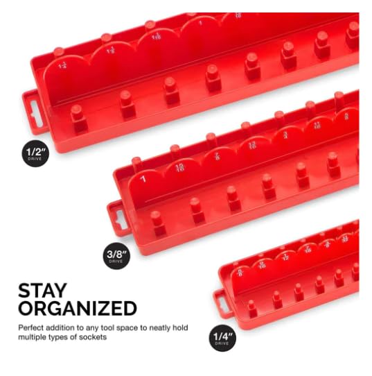 NEIKO 03965A Socket Set Tray Organizer Case with Double Rows | 3 Piece | 1/4", 3/8", and 1/2" Drive | Socket Set Organizer - Image 2