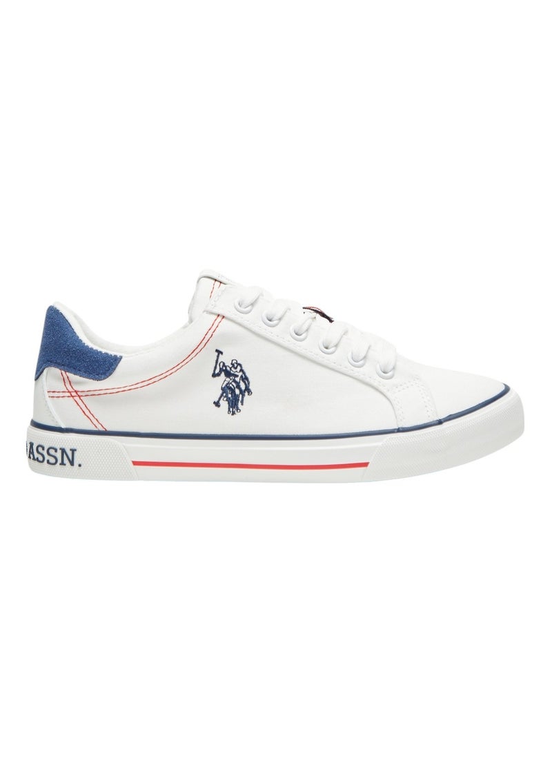 U.S. Polo Assn. Women's White Casual Canvas Lace-Up Sneakers, Lightweight Shoes for Everyday Wear  - Image 1
