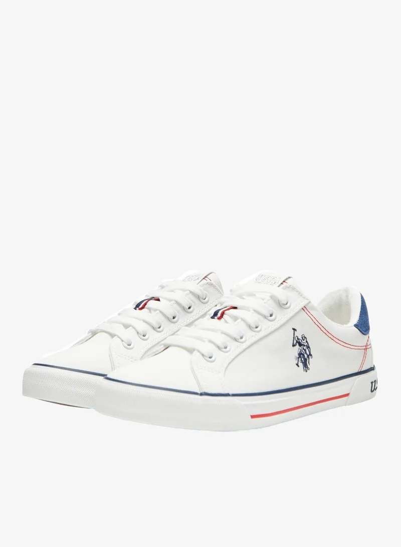 U.S. Polo Assn. White Women's White Casual Canvas Lace-Up Sneakers, Lightweight Shoes for Everyday Wear for Women | Best Price UAE
