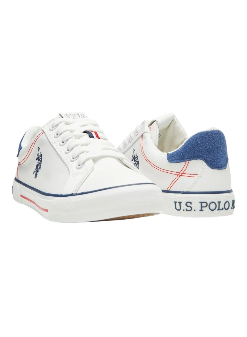 U.S. Polo Assn. White Women's White Casual Canvas Lace-Up Sneakers, Lightweight Shoes for Everyday Wear for Women | Best Price UAE