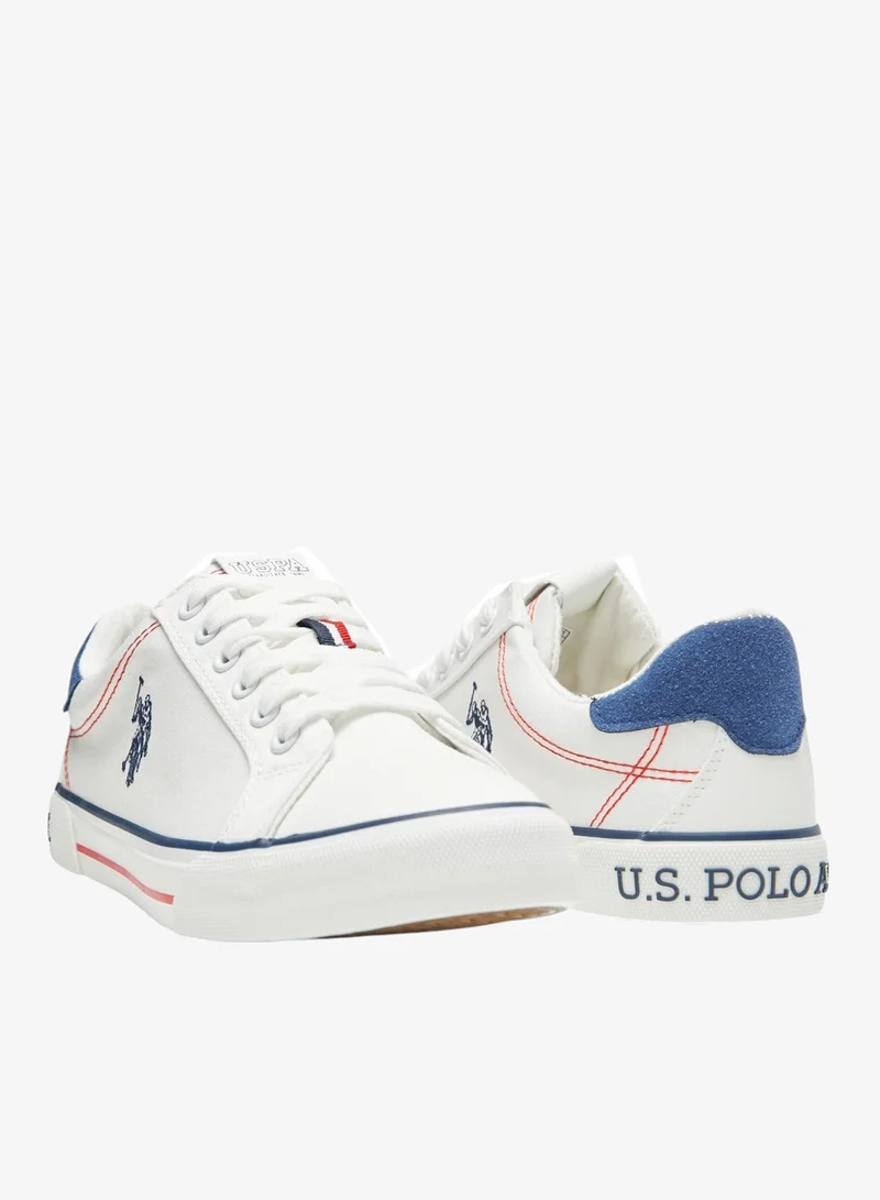 U.S. Polo Assn. White Women's White Casual Canvas Lace-Up Sneakers, Lightweight Shoes for Everyday Wear for Women | Best Price UAE
