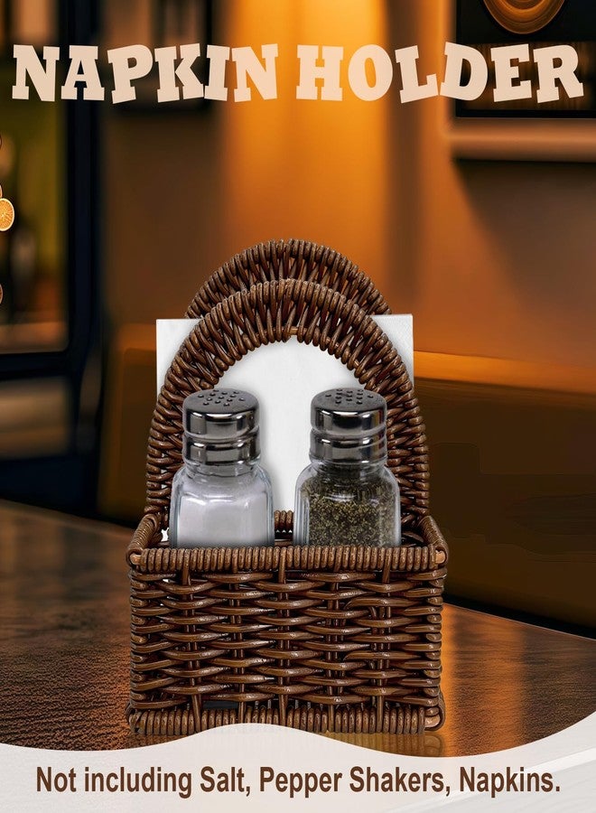 FALESHOS Rattan Napkin Holder with Salt and Pepper Shakers Holder for Table, Kitchen countertop Organizer - Multi-Functional Storage(Without Salt, Pepper Shakers & Napkins) - Image 4