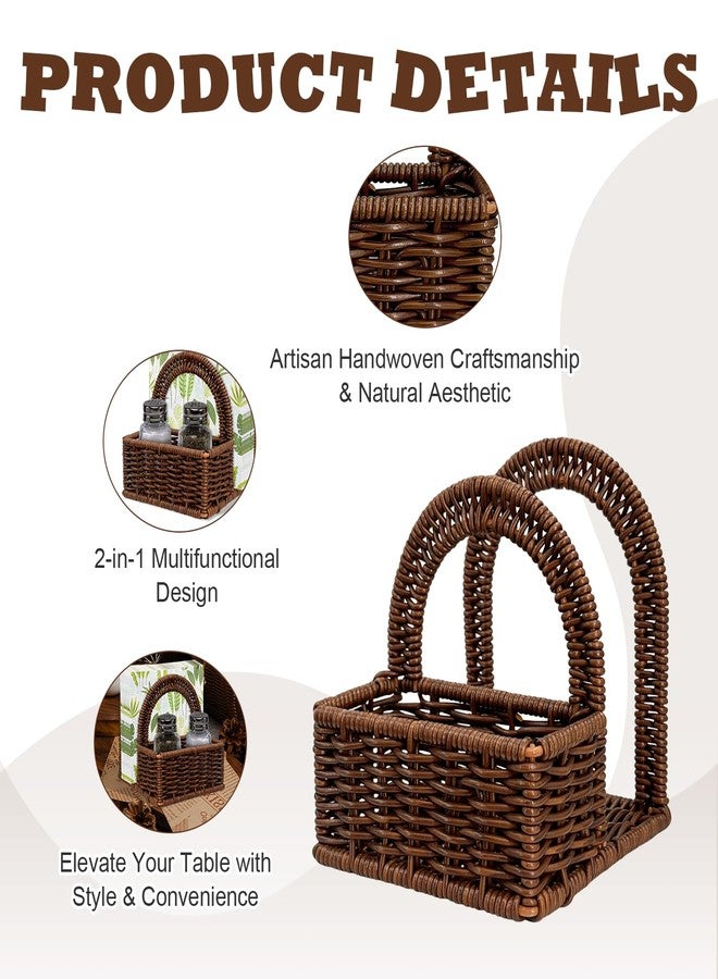 FALESHOS Rattan Napkin Holder with Salt and Pepper Shakers Holder for Table, Kitchen countertop Organizer - Multi-Functional Storage(Without Salt, Pepper Shakers & Napkins) - Image 3