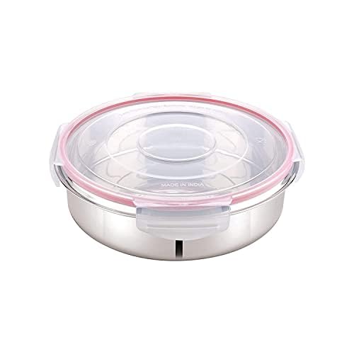 Entisia Stainless Steel Click & Seal Container - 1 Pcs Multipurpose Air Tight Tiffin Container Box with Lid, Leakproof Lunch Food Container Use for Home Kitchen, Office Work, School (Capacity 125ml) - Image 1