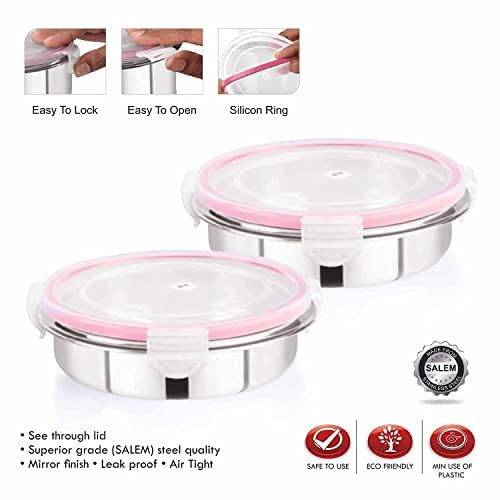 Entisia Stainless Steel Click & Seal Container - 1 Pcs Multipurpose Air Tight Tiffin Container Box with Lid, Leakproof Lunch Food Container Use for Home Kitchen, Office Work, School (Capacity 125ml) - Image 2