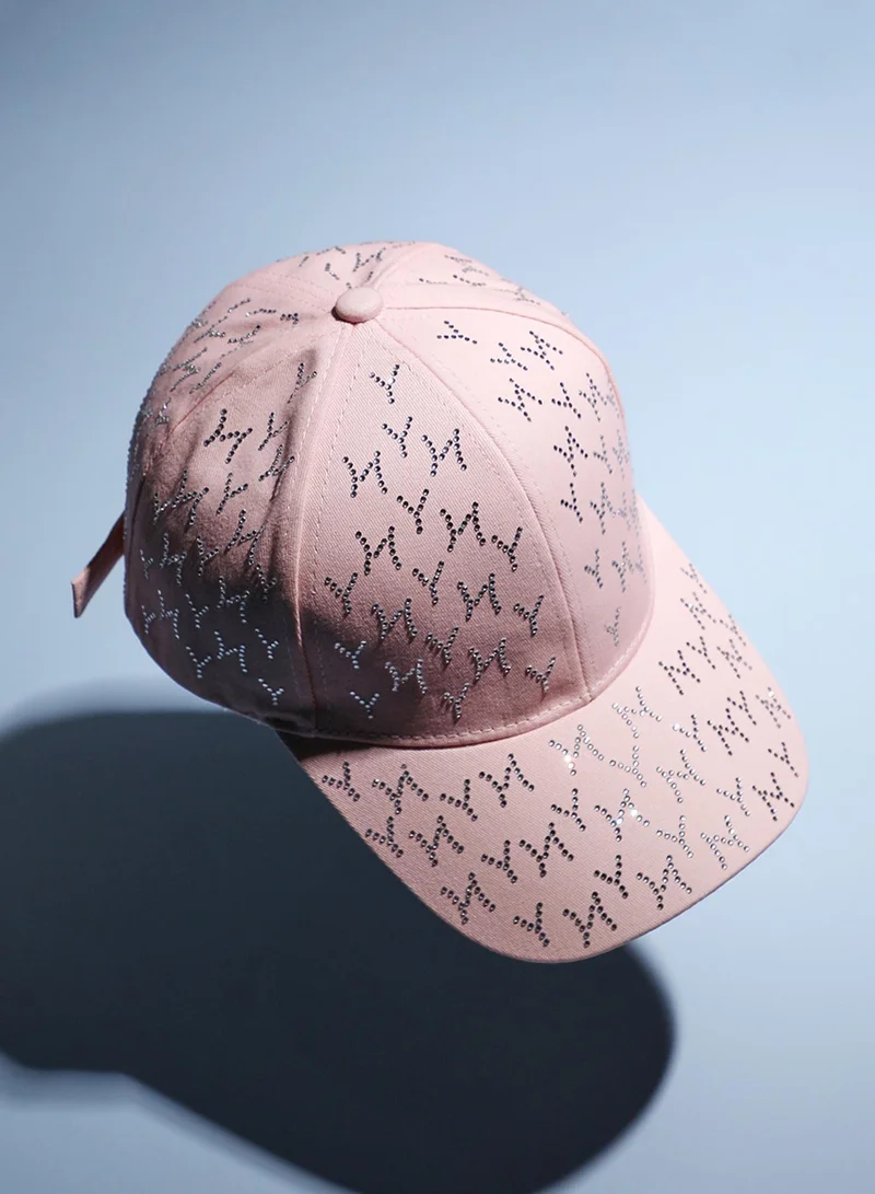Haute Sauce Rhinestone Swirl Baseball Cap - Baby Pink