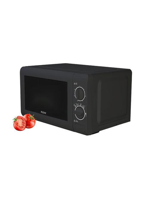FLEXY 20L Microwave Oven, 700W, 6 Power Levels, Glass Door, Timer, Defrost by Weight/Time, Knob Control, 30-Min Cooking, 245mm Turntable, Black, 2-Year Warranty.