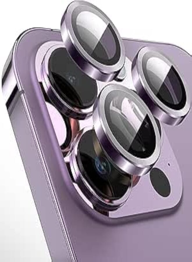 Next Store Camera Lens Protector, 9H Tempered Glass Metal Camera Ring Scratch Resistant [HD Clear] [Corrosion Resistant] Shockproof Compatible with iPhone 13ProMax (Purple)