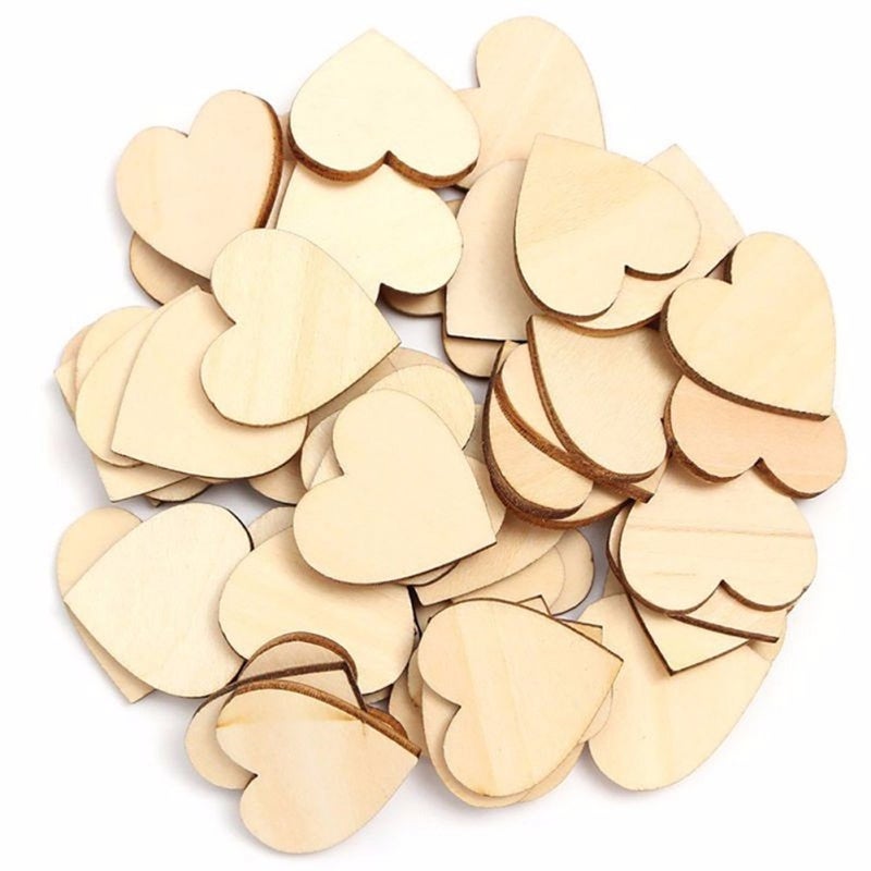 Wooden Hearts 5cm x100  Rustic Look Wooden Hearts for Crafting Projects  Craft Shapes for Weddings Decoration Embellishments  Love Heart Guest Book Accessory  by TRIXES