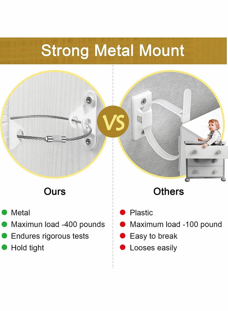 SOLARAE Furniture Strap for Baby Proofing Anchors Wall Metal Secure 400 Pound Falling Prevention Straps Adjustable Safety Earthquake Protect Toddler and Pet (10 Pack) - Image 3