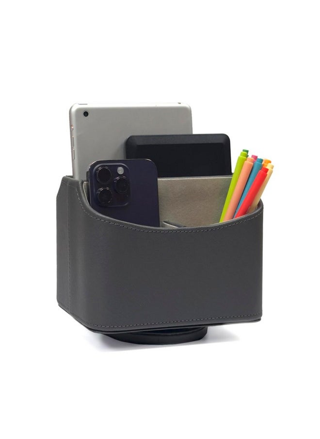 UnionBasic Rotating Desk Organizer, 360 Degree Desk Spinning Caddy, Desktop Tv Guide/Mail/Media/Remote Controller Holder Organizer, Grey  - Image 1