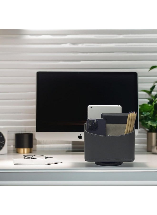 UnionBasic Rotating Desk Organizer, 360 Degree Desk Spinning Caddy, Desktop Tv Guide/Mail/Media/Remote Controller Holder Organizer, Grey  - Image 3