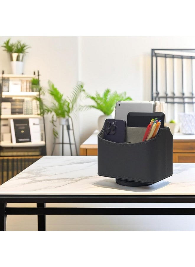 UnionBasic Rotating Desk Organizer, 360 Degree Desk Spinning Caddy, Desktop Tv Guide/Mail/Media/Remote Controller Holder Organizer, Grey  - Image 4