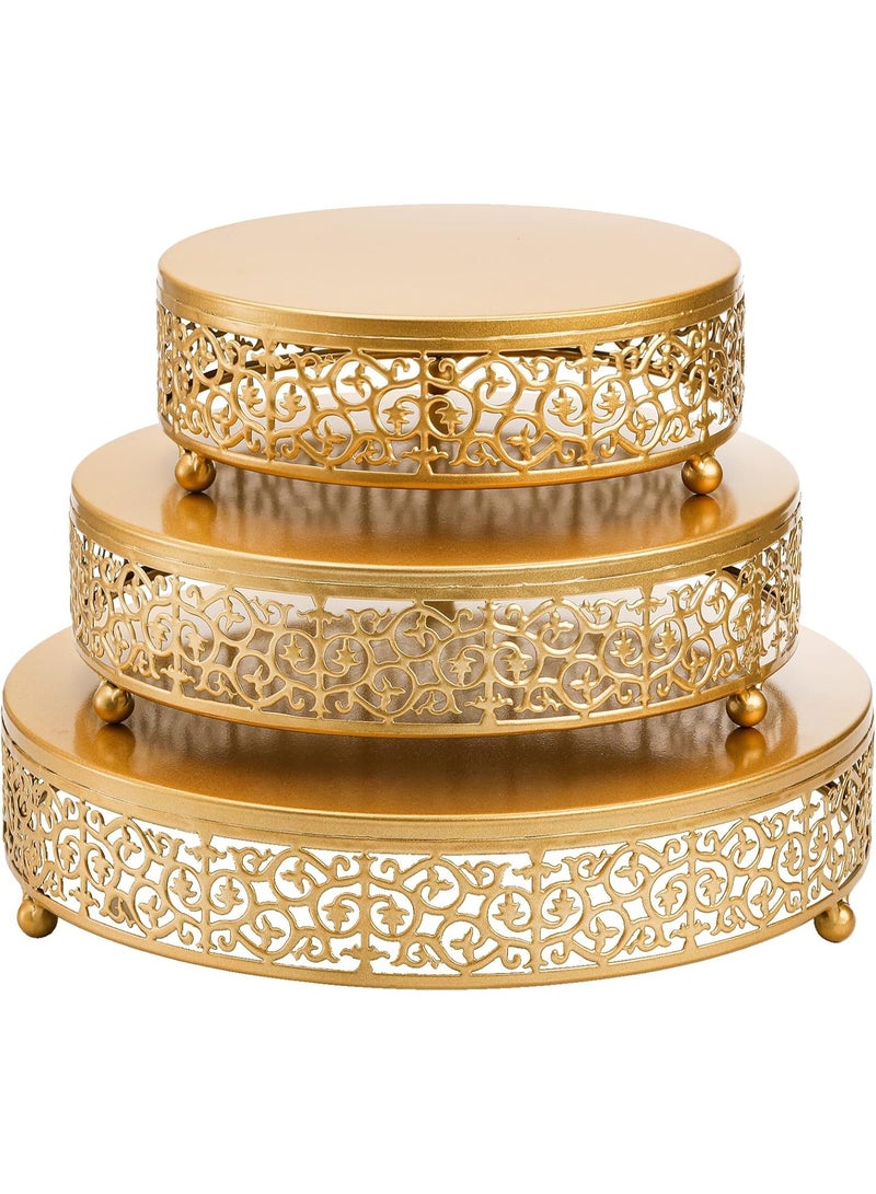 Bukela 3 Pack Cake Stands, Metal Cake Stands, Dessert Display Cupcake Stands, Cupcake Pastry Candy Display Plate for Wedding, Event, Birthday Party - Image 1