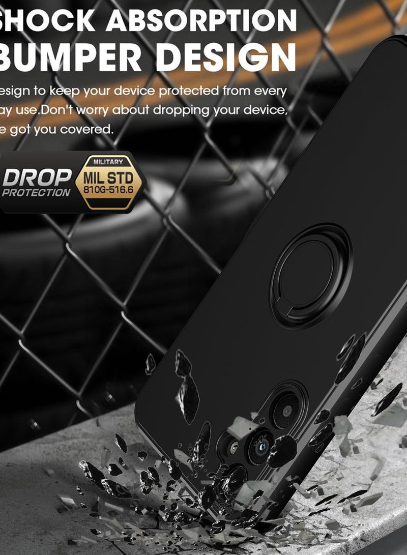 Alyashmac for Samsung Galaxy S23 Ultra Case, Liquid Silicone Flexible Edges Anti-scratch and Shockproof Circular Ring Support Car Magnets Phone Case Cover for Samsung Galaxy S23 Ultra, Black - Image 2