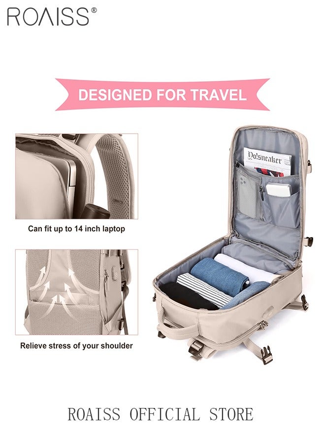 roaiss حقيبة ظهر للسفر للرجال والنساء تحمل على ظهره مع منفذ شحن USB وحجرة أحذية مقاس 15.6 بوصة حقيبة ظهر للكمبيوتر المحمول معتمدة من الطيران حقيبة مدرسية جامعية حقيبة نهارية كاجوال للمشي لمسافات طويلة في عطلة نهاية الأسبوع - Image 5