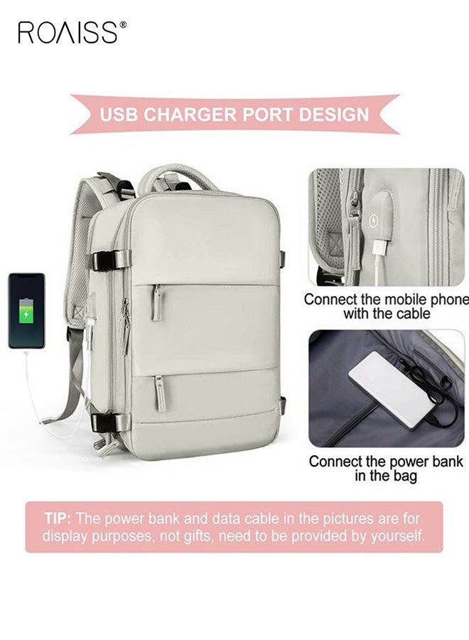 رويس حقيبة ظهر للسفر للرجال والنساء تحمل على ظهره مع منفذ شحن USB وحجرة أحذية للكمبيوتر المحمول وحقيبة ظهر للكمبيوتر المحمول وحقيبة مدرسية جامعية وحقيبة أمي وحقيبة يومية كاجوال لعطلة نهاية الأسبوع والمشي لمسافات طويلة مشمش - Image 5