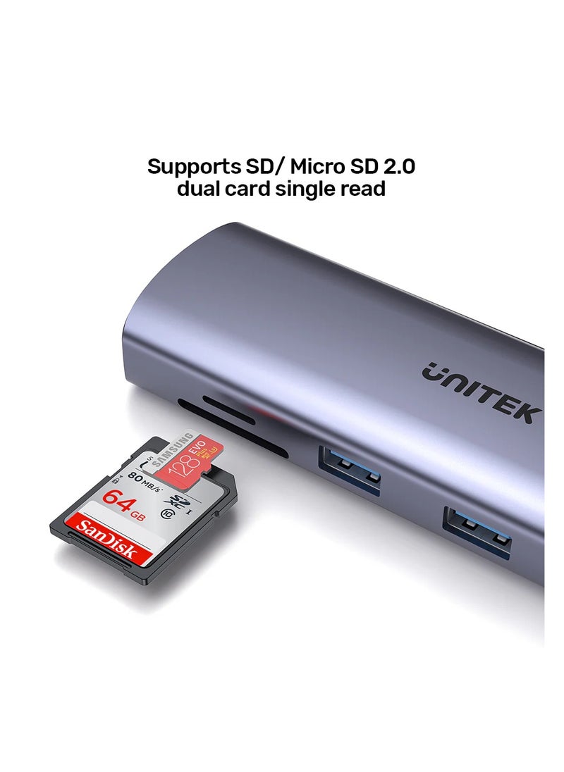 UNITEK D1113A 9-in-1 USB-C Hub (3*USB-A 5Gbps + SD/Micro SD + Gigabit Ethernet + VGA + HDMI 4K 30Hz + PD 100W)