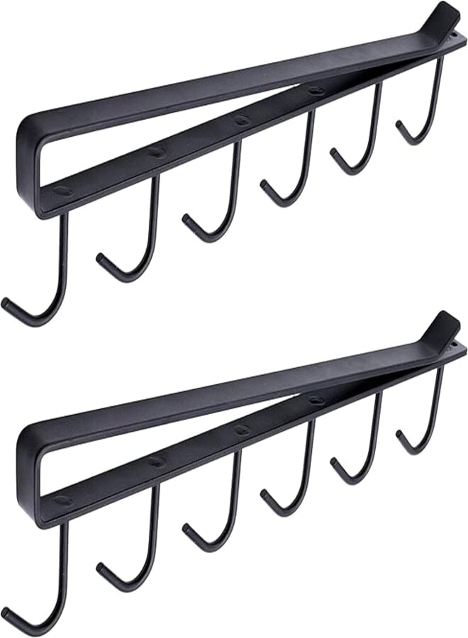 NextClimb Under Cabinet Hanger Rack - Extra Strong and Resistant Easy to Install Mug Hooks - Cup Organizer for Kitchen Cabinets
