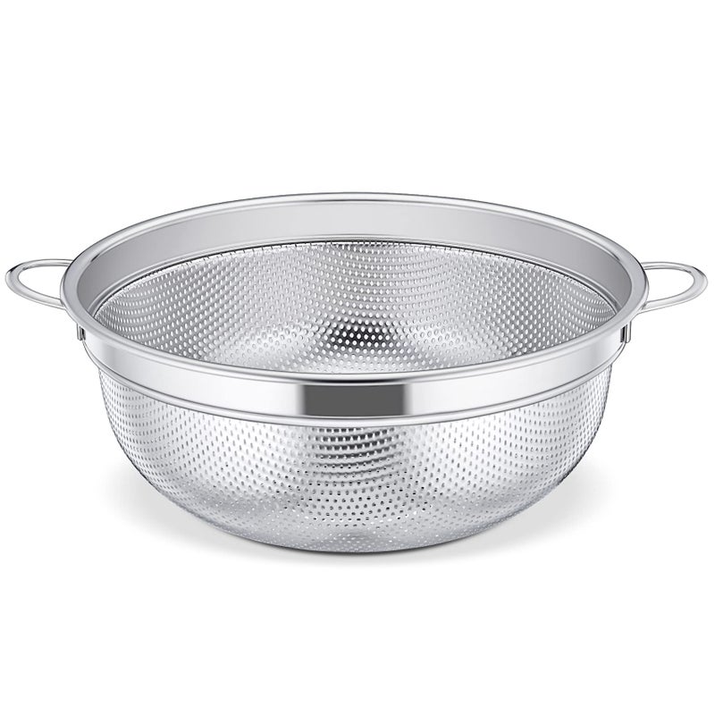 Colander Stainless Steel Onader Kitchen Colander with Handle Metal MicroPerforated Strainer Perfect for Draining Pasta RiceRinsing Vegetables Fruits Healthy  Heavy Duty Dishwasher Safe 20cm