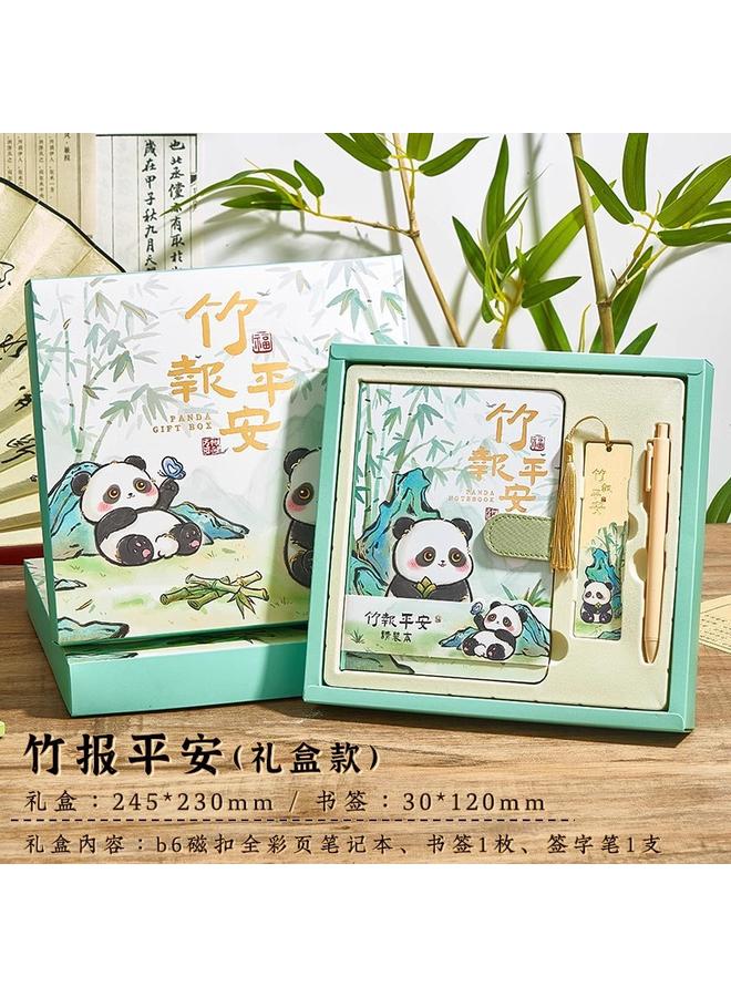 Bluejw Panda Hand Account Book Girl High Beauty Value Award Notebook Creative Gift Birthday Gift Box Suit Student Card - Image 1
