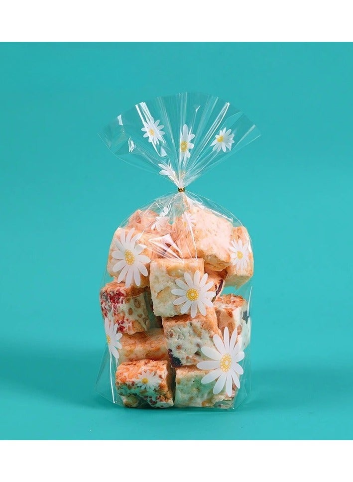 50-Piece Daisy Print Clear Plastic Gift Bags with Drawstring Closure for Wedding Favors, Birthday Party Supplies, Candy Bags, Cookie Packaging, Cake Pop Sleeves (15x23cm) - Image 2