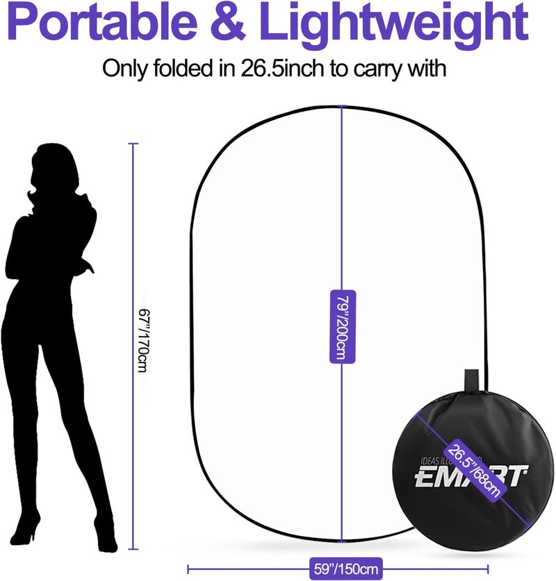 EMART 59'' x 79'' 5 in 1 Photo Collapsible Photography Reflector with Bag, Large Oval Portable Panel for Studio Video, Portraint, Outdoor Shooting -Translucent, White, Silver, Gold, Black - Image 5