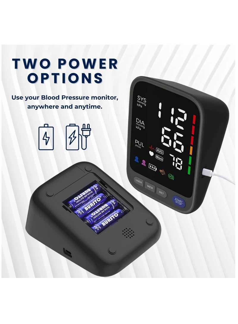 MileMelo Portable Blood Pressure Monitor Household, Sphygmomanometer Arm Band Type Digital Electronic Tonometer, LED Color Backlit Screen Automatic Digital, Irregular Heartbeat Detection - Image 4