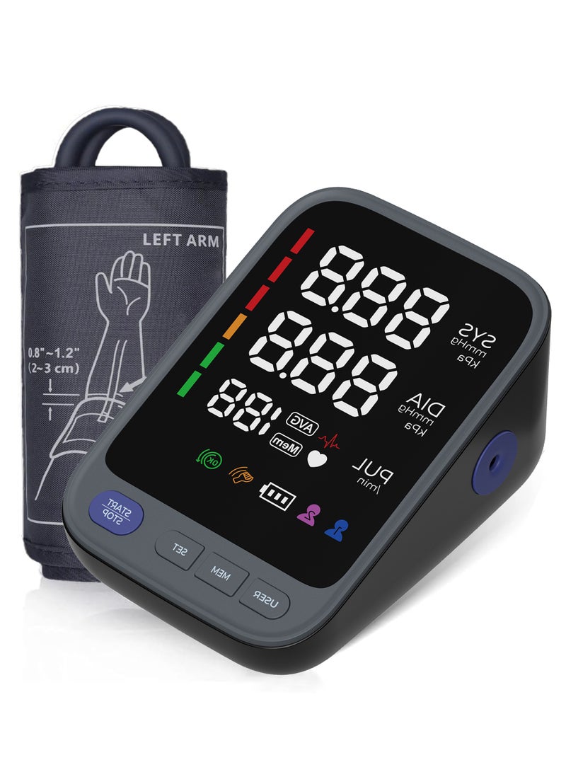 MileMelo Portable Blood Pressure Monitor Household, Sphygmomanometer Arm Band Type Digital Electronic Tonometer, LED Color Backlit Screen Automatic Digital, Irregular Heartbeat Detection - Image 1