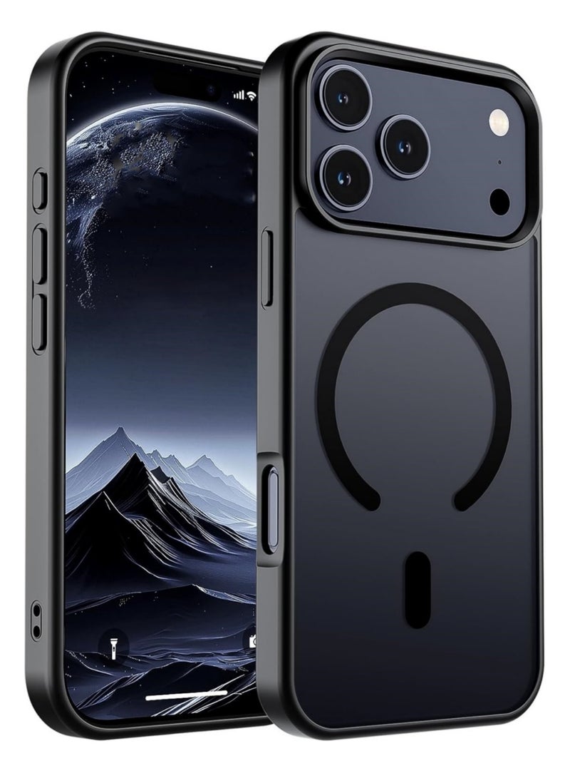 اووكاي جراب مغناطيسي لهاتف iPhone 17 Pro Max متوافق مع MagSafe، [غطاء حماية من السقوط بدرجة عسكرية] غطاء هاتف نحيف مقاوم للصدمات (أسود مصنفر) - Image 1