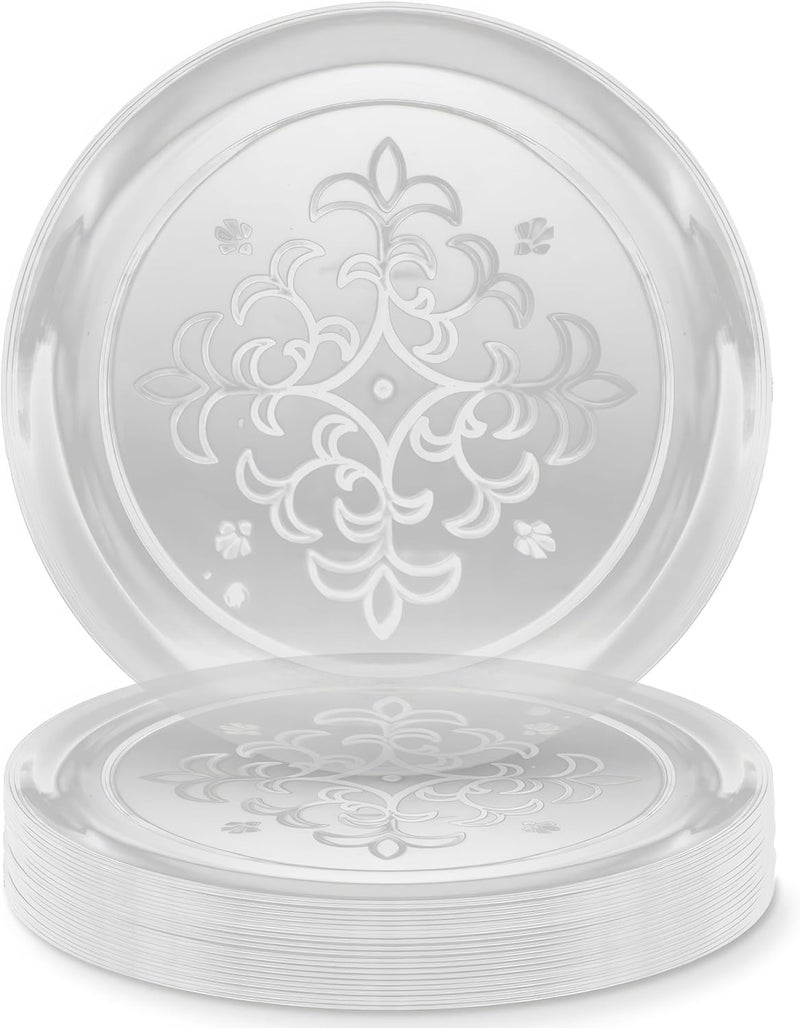 Maryland Sovereign Clear Plastic Etched Plates 725 Pack of 25  Luxurious Design Perfect for Entertaining Parties Weddings Events Special Occasions  More - Image 1