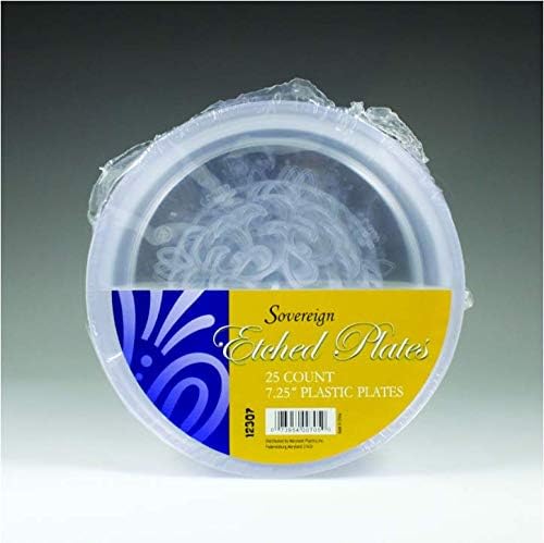 Maryland Sovereign Clear Plastic Etched Plates 725 Pack of 25  Luxurious Design Perfect for Entertaining Parties Weddings Events Special Occasions  More - Image 2