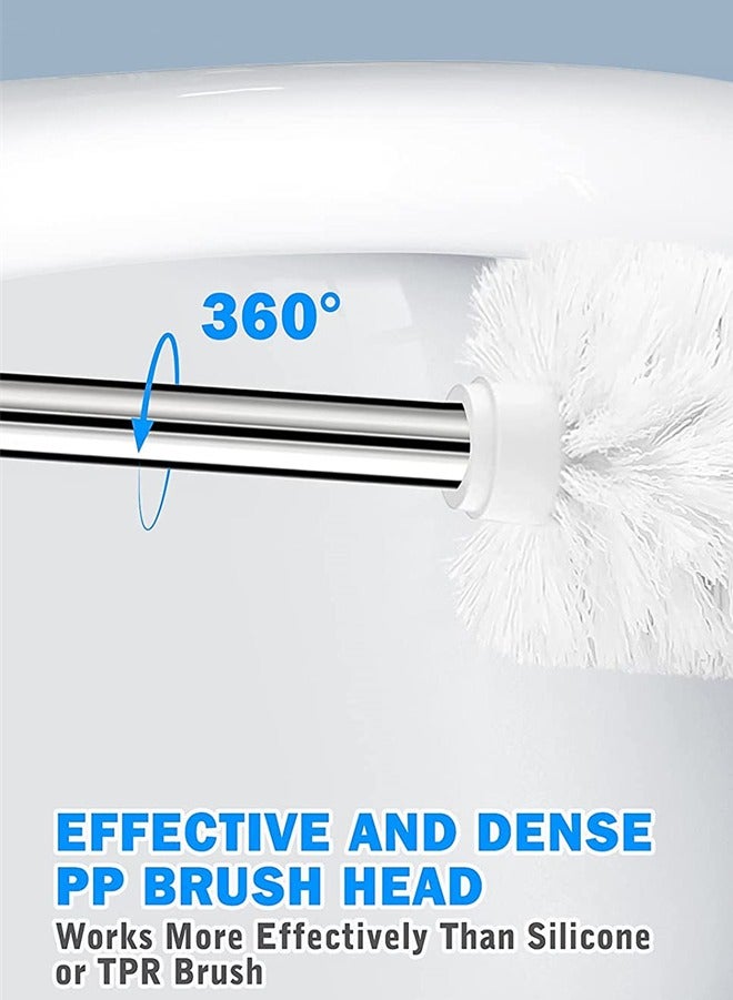 SYOSI Toilet Brush and Holder White Toilet Bowl Brush Set with Stainless Steel Handle Durable Bristles for Deep Cleaning Compact Bathroom Brush Save Space Good Grip Anti-Drip  - Image 2
