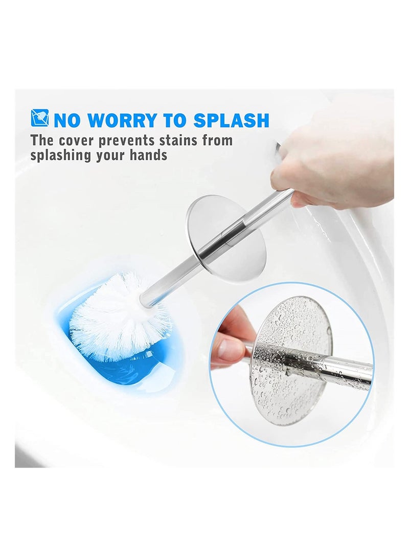 SYOSI Toilet Brush and Holder White Toilet Bowl Brush Set with Stainless Steel Handle Durable Bristles for Deep Cleaning Compact Bathroom Brush Save Space Good Grip Anti-Drip  - Image 3