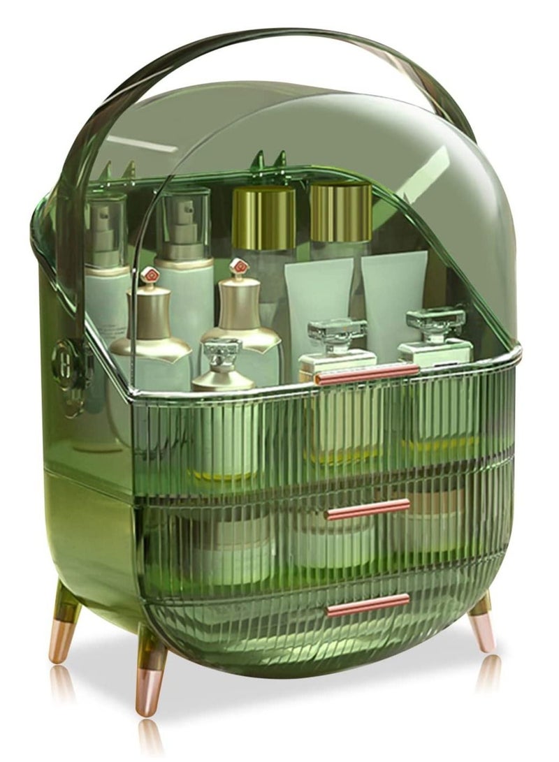 Sharpdo Portable Retro Series Multi Function Make Up Case Dustproof Cosmetic Storage Box,Skin Care Products Jewelry Organizer Finishing Box Bathroom Desktop - Image 1