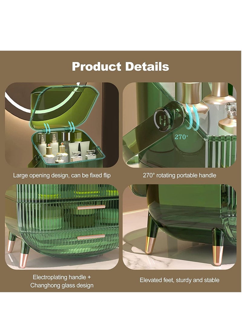 Sharpdo Portable Retro Series Multi Function Make Up Case Dustproof Cosmetic Storage Box,Skin Care Products Jewelry Organizer Finishing Box Bathroom Desktop - Image 4