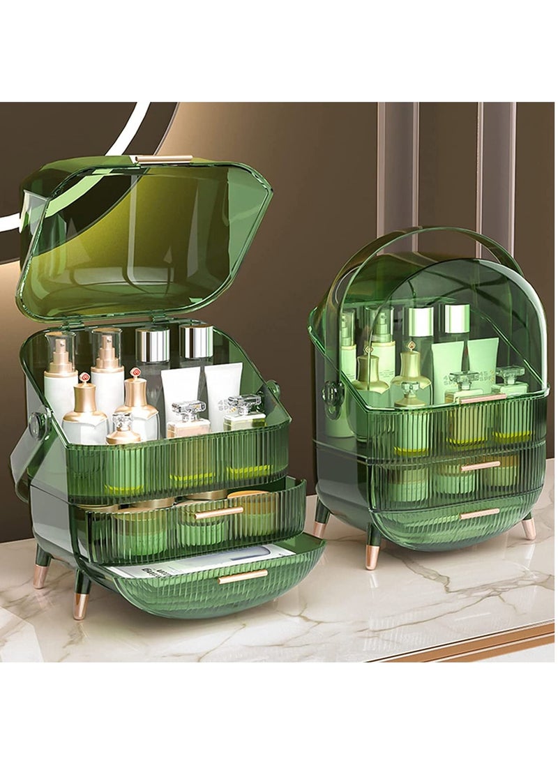 Sharpdo Portable Retro Series Multi Function Make Up Case Dustproof Cosmetic Storage Box,Skin Care Products Jewelry Organizer Finishing Box Bathroom Desktop - Image 2