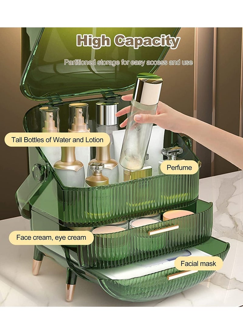 Sharpdo Portable Retro Series Multi Function Make Up Case Dustproof Cosmetic Storage Box,Skin Care Products Jewelry Organizer Finishing Box Bathroom Desktop - Image 5