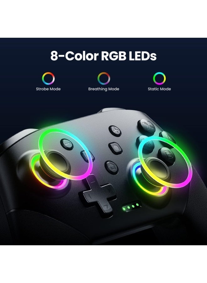 Switch Controller Wireless, Pro Controllers Compatible With Switch Lite/OLED/PC, One-Key Pairing Gamepad With 9-Color RGB LEDs 800mAh Battery 6-Axis Motion Wake Up Function - Image 2