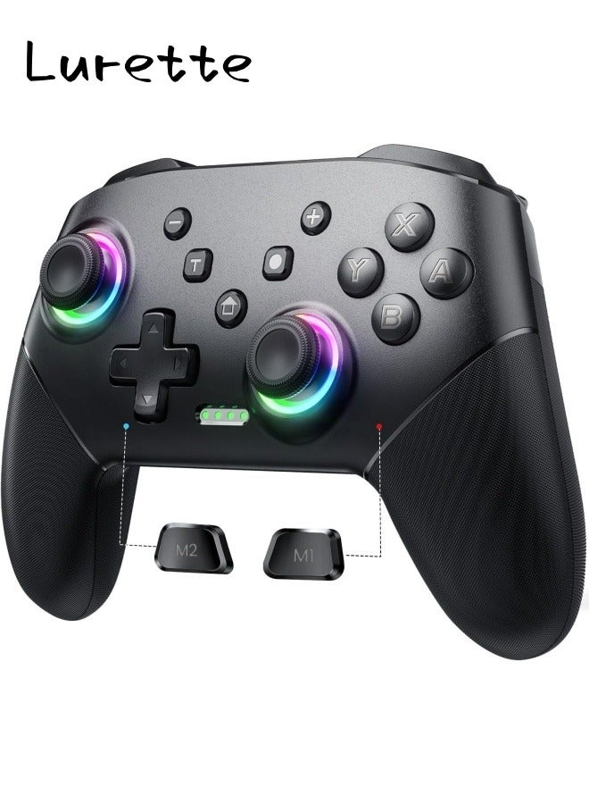 Switch Controller Wireless, Pro Controllers Compatible With Switch Lite/OLED/PC, One-Key Pairing Gamepad With 9-Color RGB LEDs 800mAh Battery 6-Axis Motion Wake Up Function - Image 1