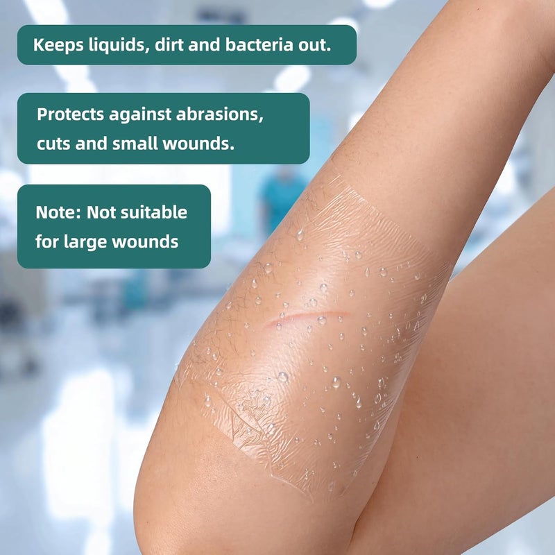 iFwevs 20 Pack Transparent Film Dressing 4 in x 475 in Waterproof Wound Bandage Adhesive Patches for Post Surgical Shower Transparent Film Dressing for IV Shield and Tattoo Aftercare - Image 3