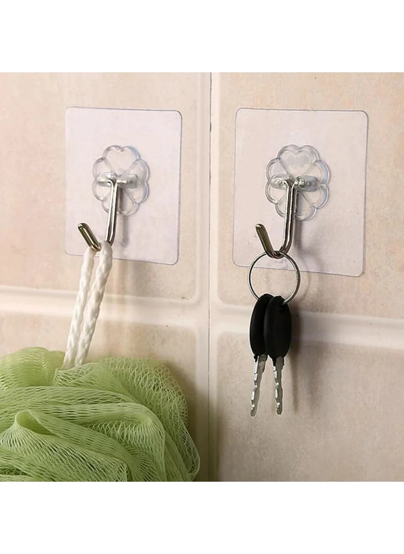 Ucuzaltoptan Self Adhesive Transparent 5 Piece Hanger Hook