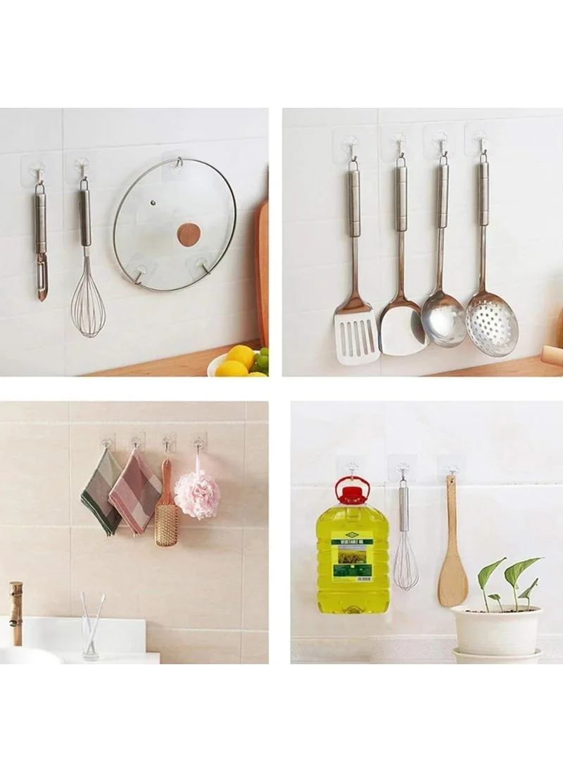 Ucuzaltoptan Self Adhesive Transparent 5 Piece Hanger Hook